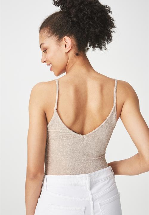 Cotton On - Kitty sleeveless bodysuit - blush pink & silver