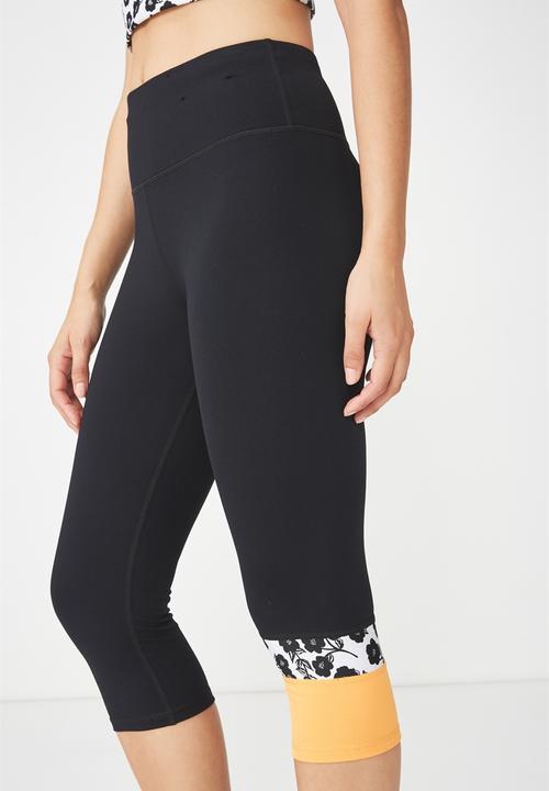 Cotton On - Side stripe capri - black 