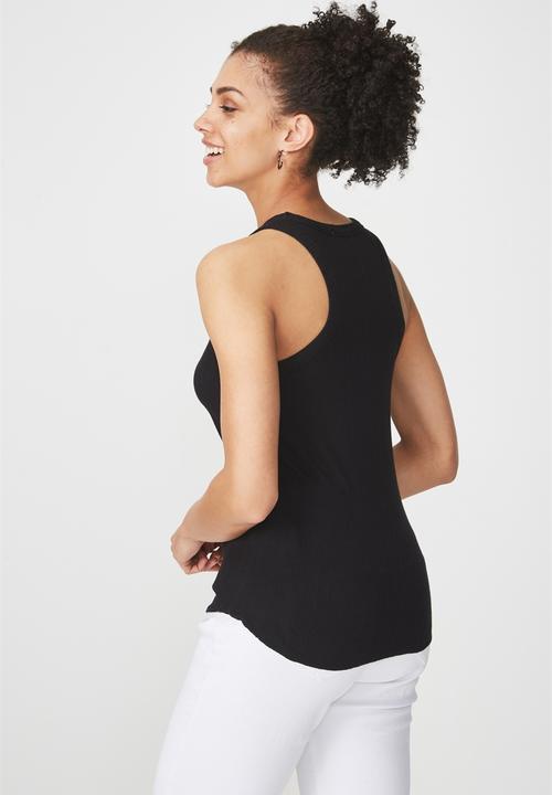 Cotton On - Brit high crew top - black