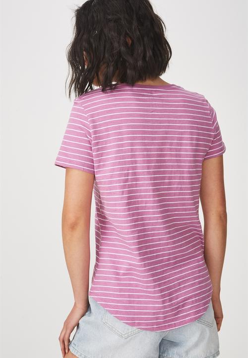 Cotton On - The deep v top - cleo stripe white