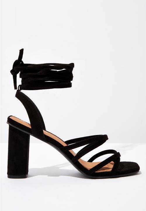 Tonic strappy heel - black micro Cotton 