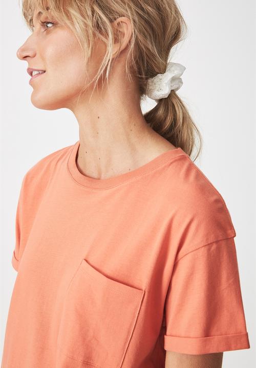 Cotton On - The one boyfriend pocket tee - peach