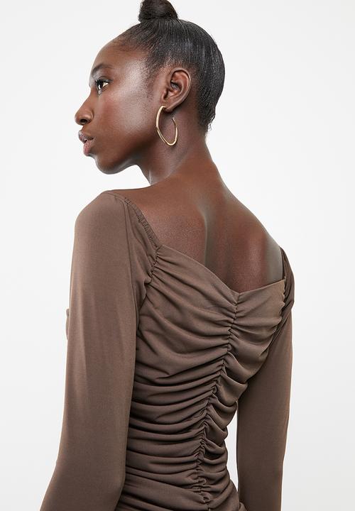 Superbalist - Ruched mini dress - brown