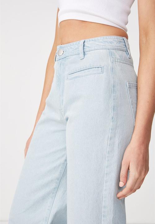 Cotton On - High rise wide leg cropped jeans - blue
