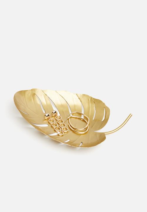 Sixth Floor - Leaf trinket tray - matte gold