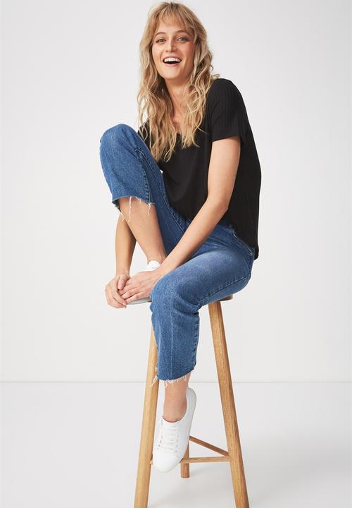 Cotton On - Elisa scoop neck rib tee - black 