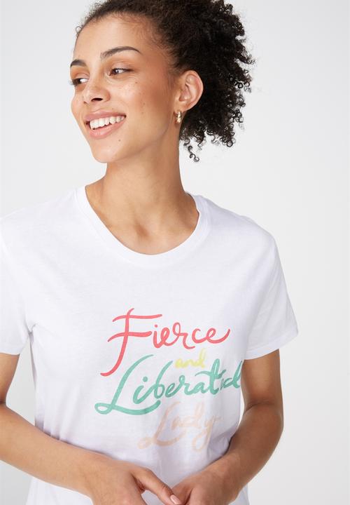 Cotton On - Tbar fox fierce graphic tee -  white