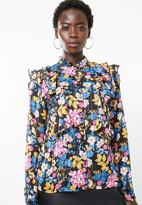 Vero Moda - Betty long sleeve midi top - multi 