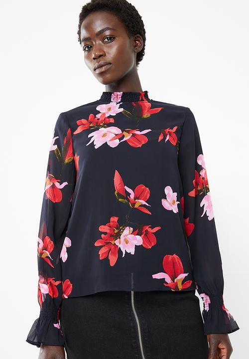 Vero Moda - Katy long sleeve high neck top - navy