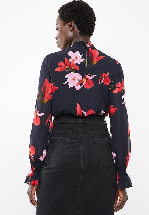 Vero Moda - Katy long sleeve high neck top - navy