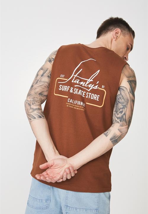 Cotton On - Stanly's Tbar muscle tee - brown