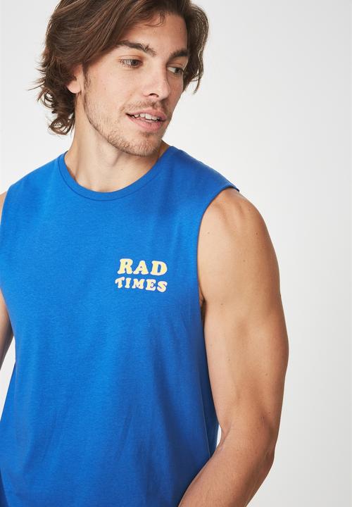 Cotton On - Rad times tbar muscle tee - blue 