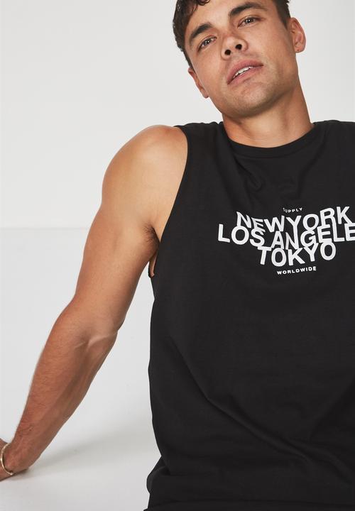 Cotton On - NY Tbar muscle - black