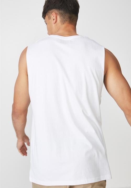 Cotton On - Ghetto Tbar muscle tee - white