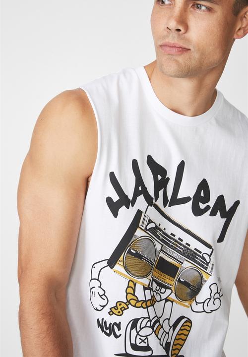 Cotton On - Ghetto Tbar muscle tee - white