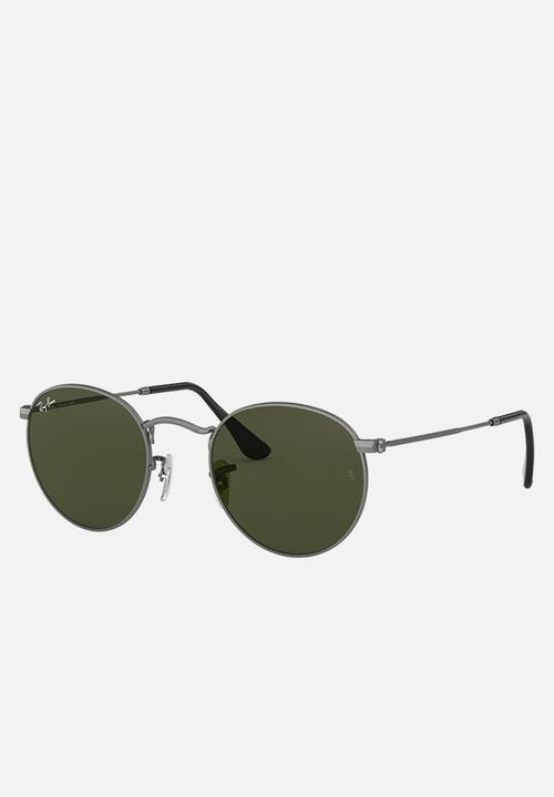 Ray-Ban - Round metal sunglasses - matte gunmetal & crystal green