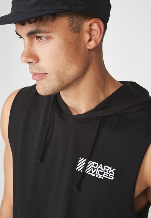 Cotton On - Dark vices NY hustle muscle tee - black 