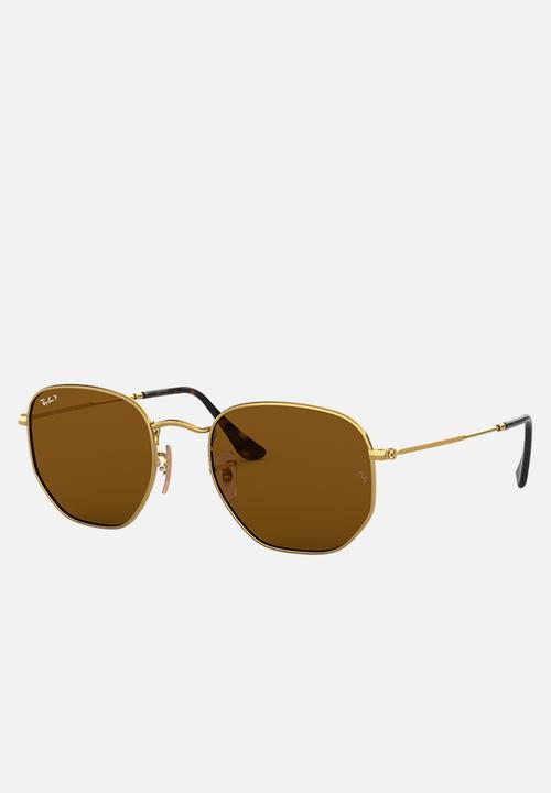 Ray-Ban - Hexagonal sunglasses 51mm - gold & polar brown