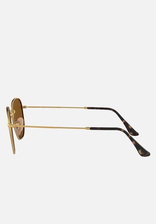Ray-Ban - Hexagonal sunglasses 51mm - gold & polar brown