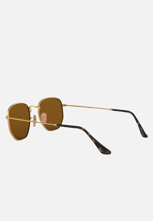 Ray-Ban - Hexagonal sunglasses 51mm - gold & polar brown