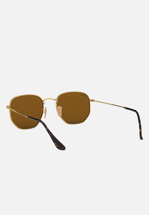 Ray-Ban - Hexagonal sunglasses 51mm - gold & polar brown