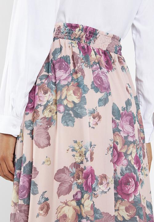 Vero Moda - Gina calf skirt - peach & pink