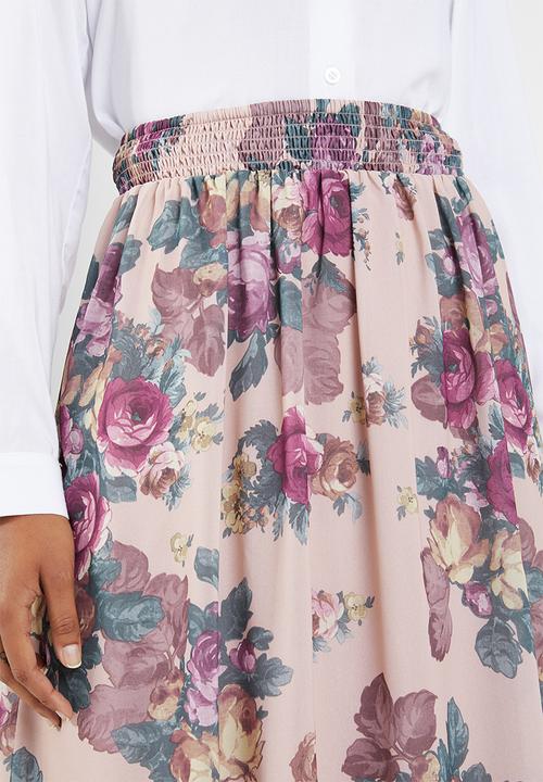 Vero Moda - Gina calf skirt - peach & pink