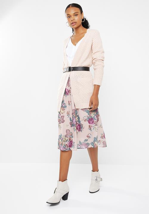 Vero Moda - Gina calf skirt - peach & pink