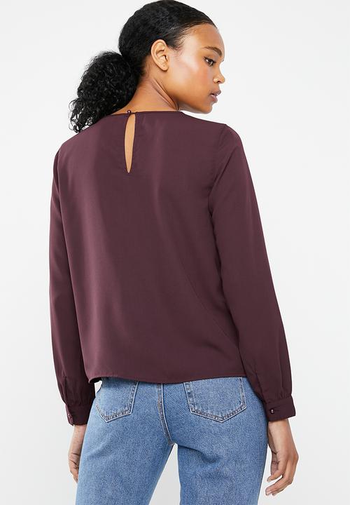 Vero Moda - Dagmar long sleeve midi blouse - burgundy