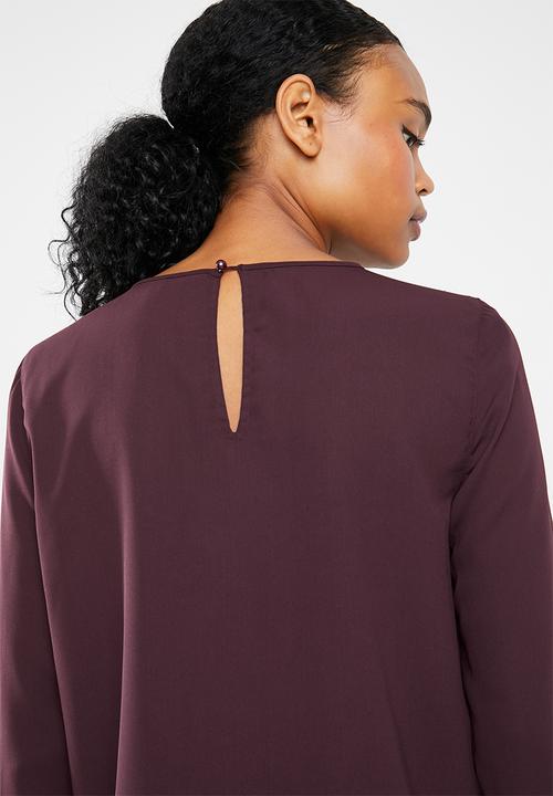 Vero Moda - Dagmar long sleeve midi blouse - burgundy