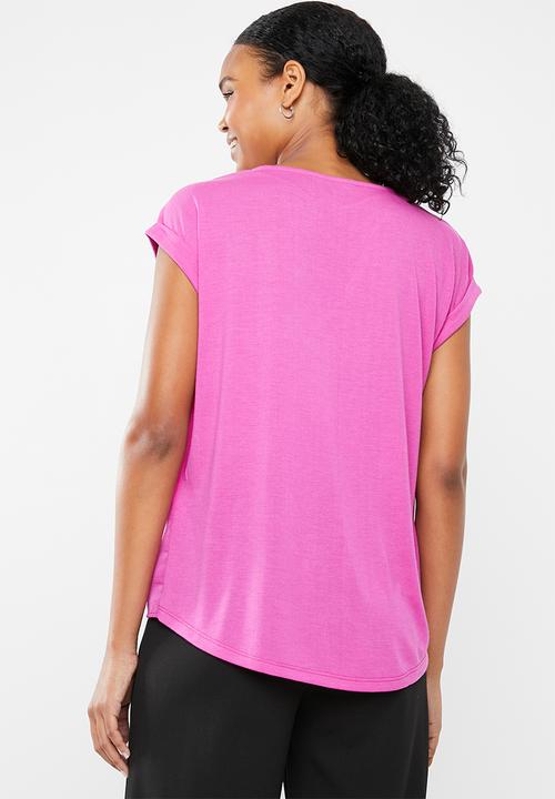 Vero Moda - Dean mix short sleeve wide top - pink