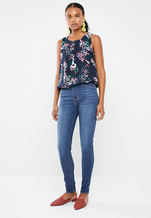 Vero Moda - Cheer hanna short sleeve top - navy