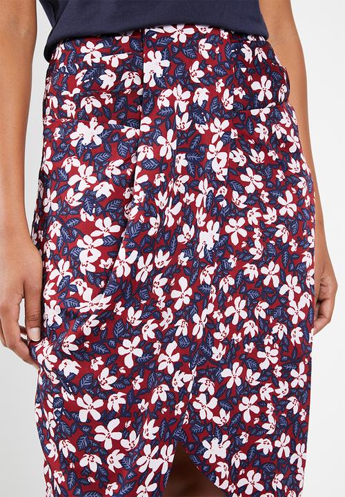Vero Moda - Billia knee skirt - burgundy & navy