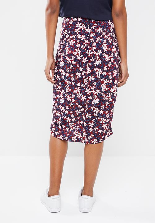 Vero Moda - Billia knee skirt - burgundy & navy
