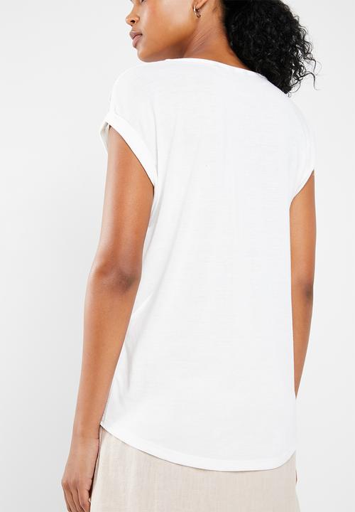 Vero Moda - Dean mix short sleeve wide top - white