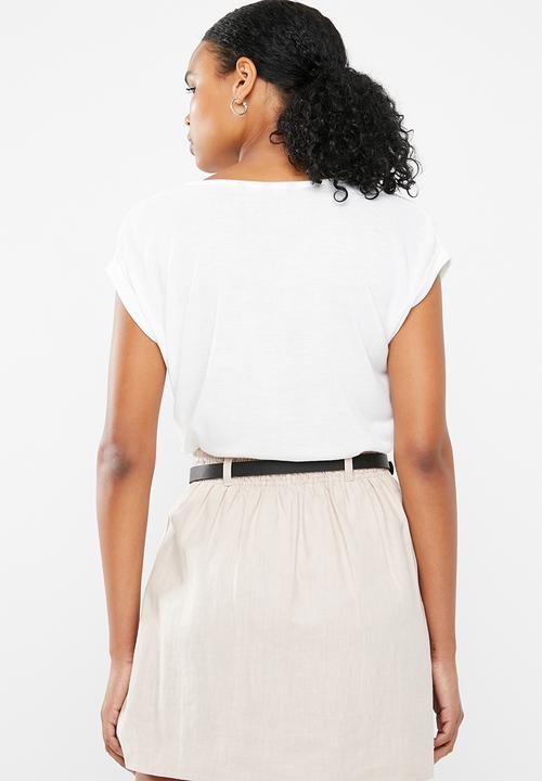 Vero Moda - Dean mix short sleeve wide top - white