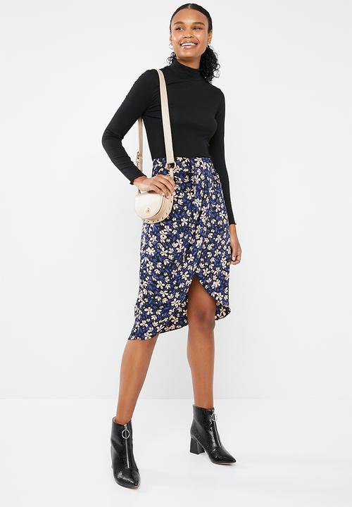 Vero Moda - Billia knee skirt - black & navy