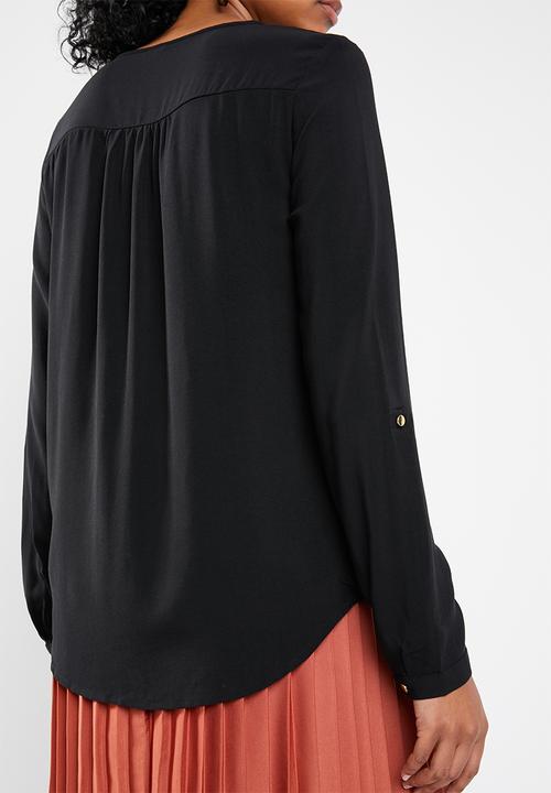 Vero Moda - Debbie lace long sleeve top - black
