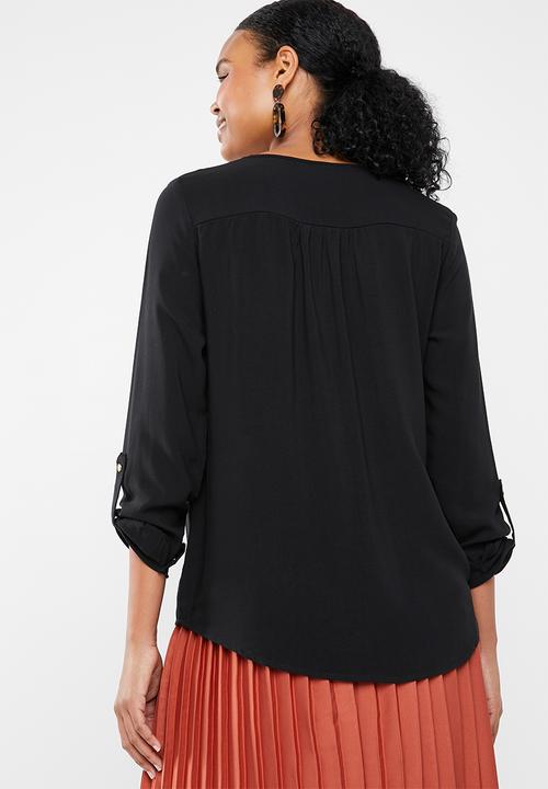 Vero Moda - Debbie lace long sleeve top - black