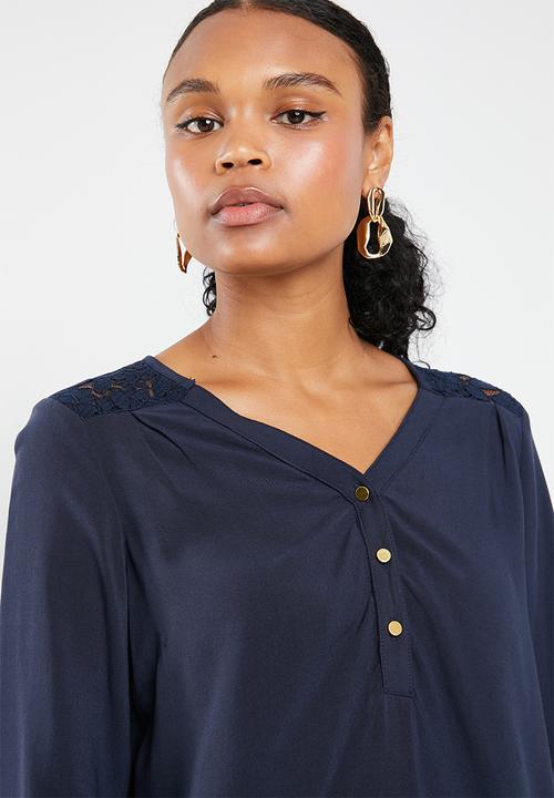 Vero Moda - Debbie lace long sleeve top - navy