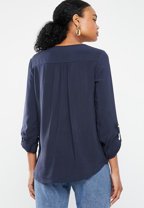 Vero Moda - Debbie lace long sleeve top - navy