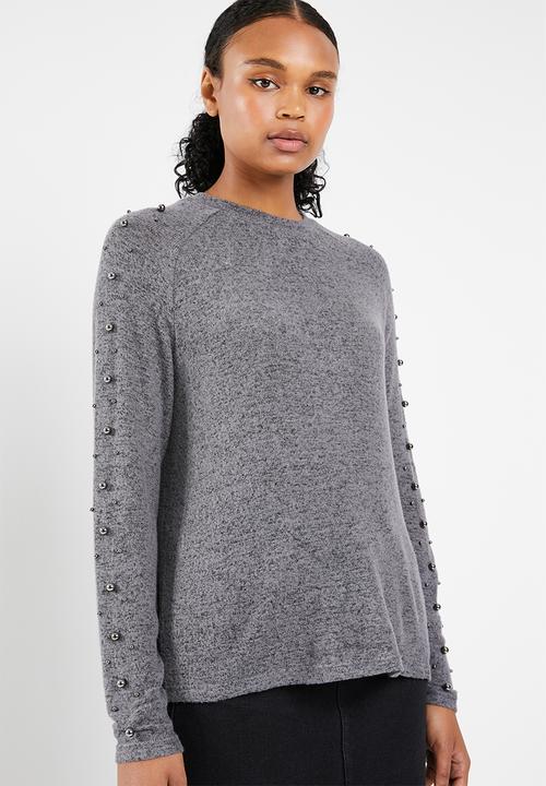 Vero Moda -  Pearl long sleeve o-neck knit - grey