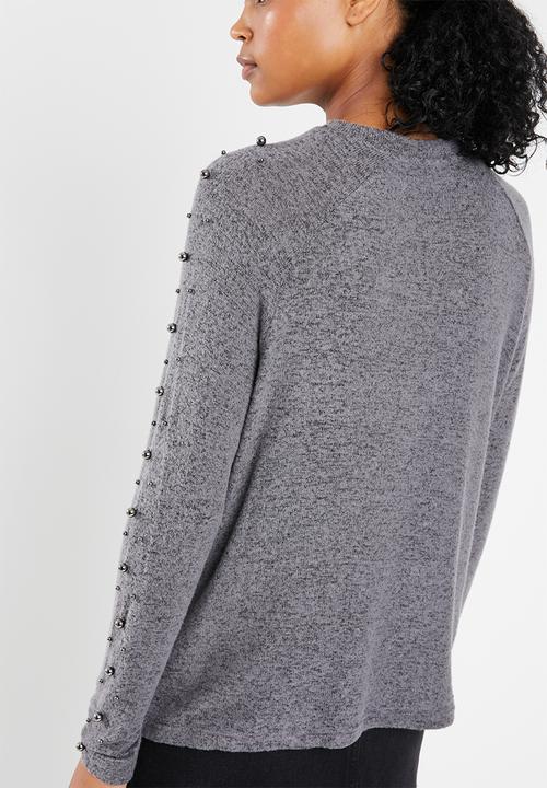 Vero Moda -  Pearl long sleeve o-neck knit - grey