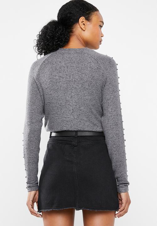 Vero Moda -  Pearl long sleeve o-neck knit - grey