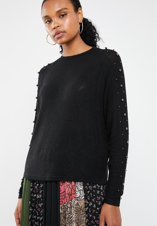 Vero Moda - Pearl long sleeve o-neck knit - black