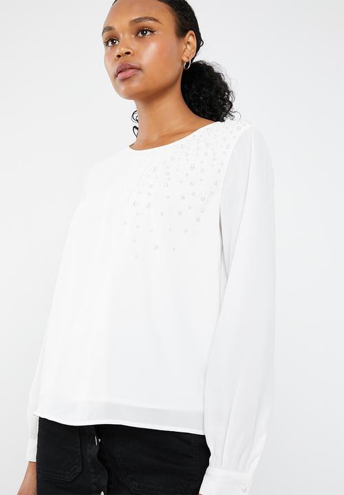 Vero Moda - Dagmar long sleeve midi top - white