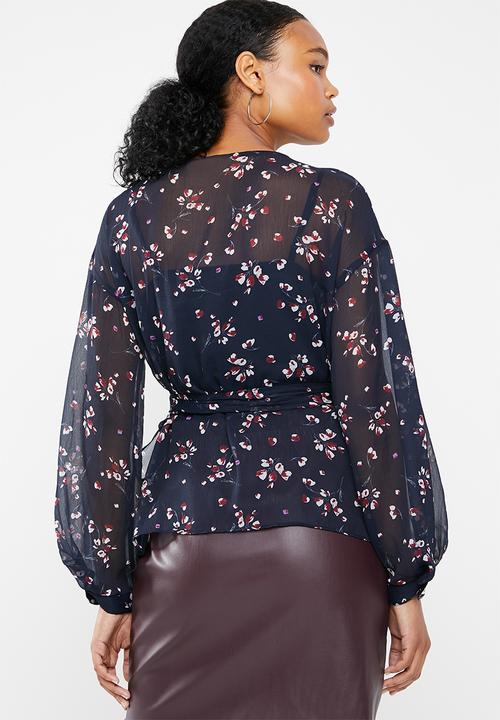 Vero Moda - Maya 3/4 wrap blouse - navy