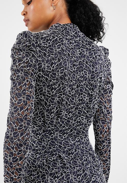 Vero Moda - Desiree long sleeve lace blouse - navy