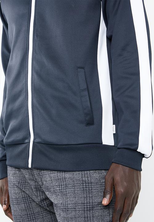 Jack & Jones - Auto sweat high neck side stripe - navy & white