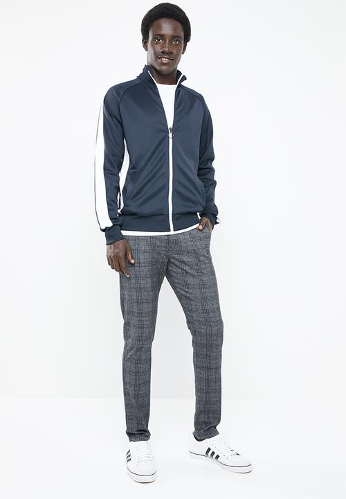 Jack & Jones - Auto sweat high neck side stripe - navy & white